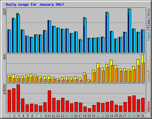 Daily usage for January 2017